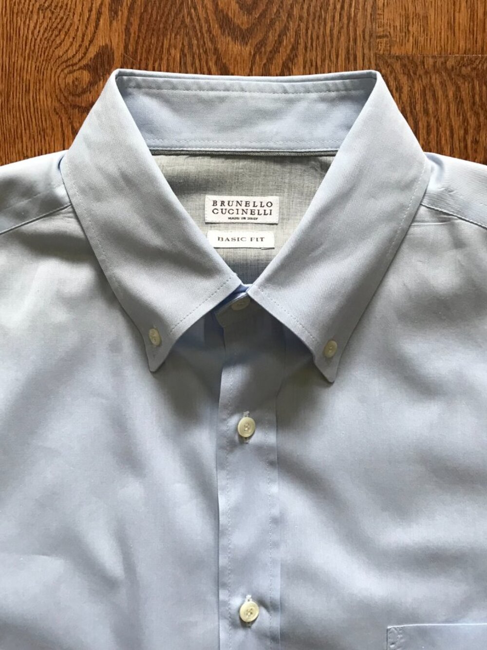 Brunello Cucinelli Basic Fit Sport Dress Shirt Mens Large Blue Long Sleeve - Picture 6 of 13
